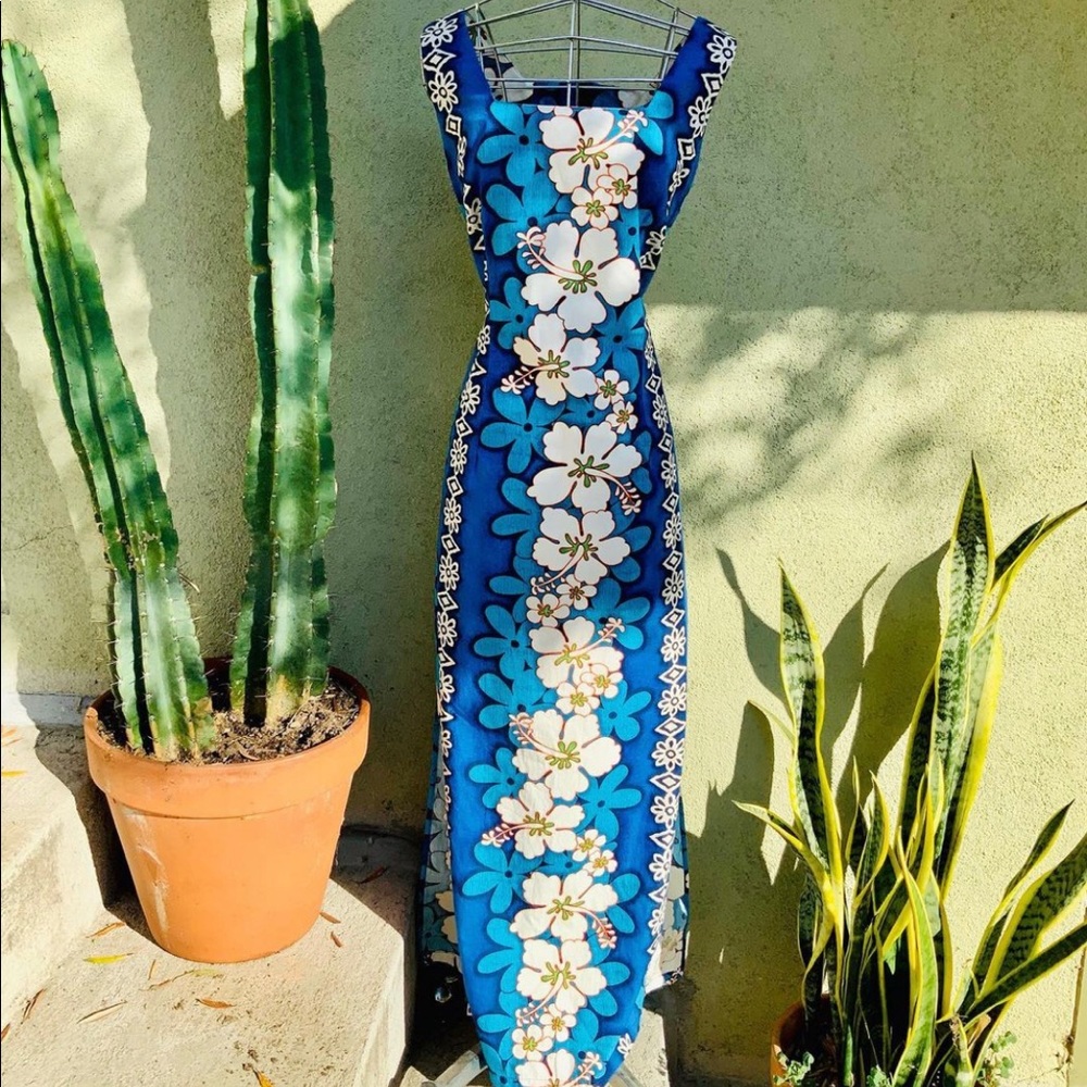 🤍🏝💙VINTAGE TIKI OASIS VESTIDO🤍🏝💙